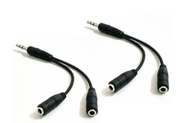 (2 piezas) Cable de audio de 3,5 mm macho a 2x hembra extensión estéreo divisor de auriculares  Foto 1 de 3