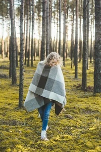 Chal Tejido Mujeres Flecos Tejido Poncho Cárdigan Capa Bufanda Suéter Marrón - Imagen 1 de 6
