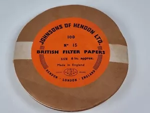 Papeles de filtro británicos Johnsons of Hendon Ltd No.15 tamaño 6 pulgadas x 100 - Imagen 1 de 4