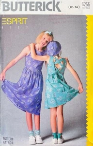 Vintage 1980s ESPRIT Butterick Pattern 6255 Girls Summer Dress Sizes 12 & 14 - Picture 1 of 3