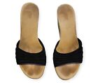 UGG Australia Alvina 3100 Black Suede Espadrille Open Toe Wedge Sandals Size 7