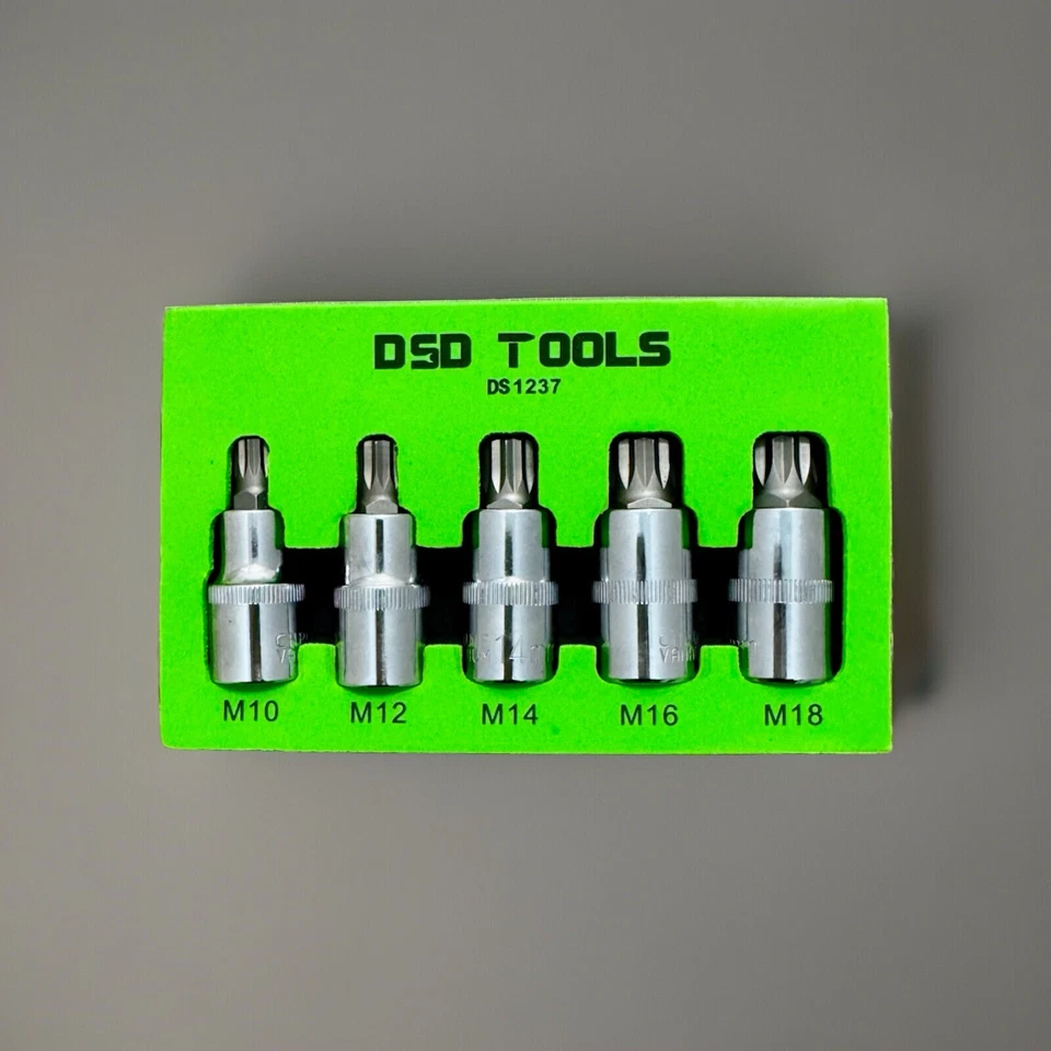 US PRO Tools 5PC 1/2" DR Triple Square Bit Socket Set In EVA Tray M10 - M18 3973