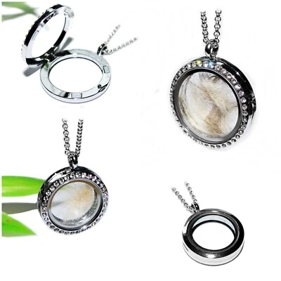 FELLNASE Medaillon Kette Anhänger zum öffnen Magnetverschluss floating EDELSTAHL - Bild 1 von 4