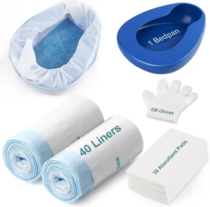 Bed Pan Set Includes 30 Super Absorbent Pads 40 Disposable Liners and 100 These - Picture 1 of 1