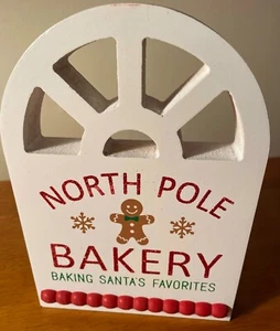 Lebkuchen Fenster Schild Nordpol Bäckerei Primitive Weihnachten Küche Deko Neu - Bild 1 von 7