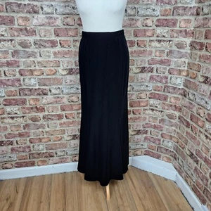 Vintage Black Velvet Maxi Skirt UK 12 14 Stretch Full Length Goth Boho Vera Mont - Picture 1 of 12