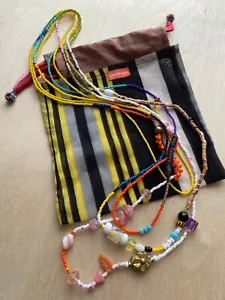 CHAN LUU Bohemian Multi-Color Glass Seed Bead Necklaces Set of 4 w/ Duster Bag - Picture 1 of 9