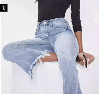 New YMI kick flare high waisted vintage styled jeans frayed hem sz 7/28 - Image 1 of 4