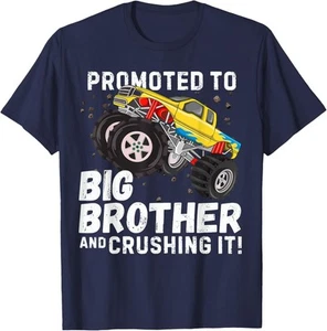 Cute Promoted to Big Brother Monster Truck Kids Tee T-Shirt Hoodie - Picture 1 of 7