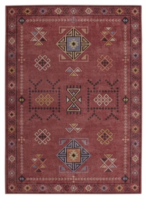 Linon Dillon Austin Red and Cream 3' X 5' Accent Rug - Image 1 of 4