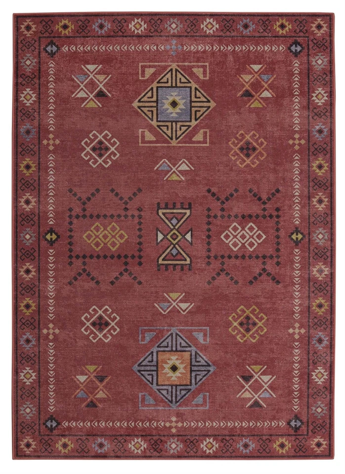 Linon Dillon Austin Red and Cream 3' X 5' Accent Rug - Image 1 of 4