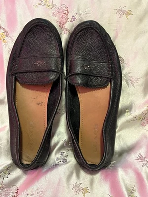 Mocasines sin cordones COACH Odette Driver de cuero negro granulado talla 10B Foto 1 de 4