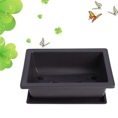  3 PCS Rectangular Cactus Planter Bonsai Pots with Tray Succulents Flower - Image 1 of 4