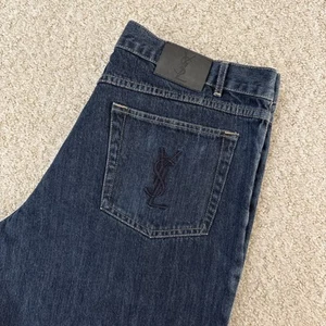 Yves Saint Laurent Jeans Mens W40 L34 Blue Denim Relaxed Straight Dark Wash YSL - Picture 1 of 20