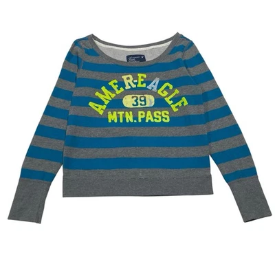 American Eagle | Sudadera manga larga a rayas azules y grises | Para mujer talla S Foto 1 de 4