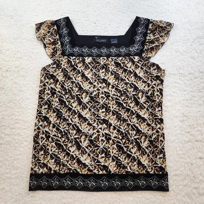 Axcess Cap Sleeve Tank Top L Square Neck Abstract Pattern Stretch Casual - Image 1 of 4