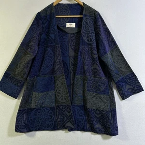 Calzeat Celtic Collection Open Front Jacket Wool Blend Jacquard Lagenlook Artsy - Picture 1 of 11