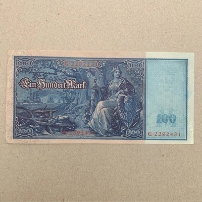 1910 Large Germany 100 Mark Banknote. WWI WW1 Era Currency. Bismarck & Mercury - Image 1 of 4