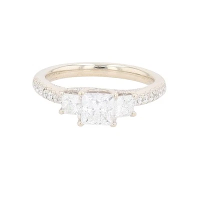 Radiant Star 1.40ctw Diamond Three-Stone Engagement Ring 14k White Gold Size 7 - Image 1 of 4