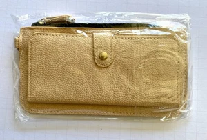 Kunstleder hellbraun Clutch Geldbörse umlaufender Reißverschluss Organizer Neu im versiegelten Paket! - Bild 1 von 3
