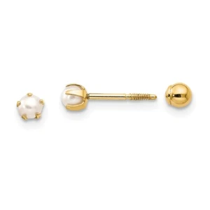 14k Yellow Gold ReversibleCultured Pearl & Bead Stud Earrings - Picture 1 of 4