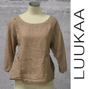 LUUKAA leichtes Leinen 8Y0142 KNOPFLEISTE TASCHE Top (Gr. 4 -20) KAFFEEBEIGE - Bild 1 von 18