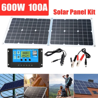 600 Watts Solar Panel Kit 100A 12V Battery Charger with Controller Caravan Boat