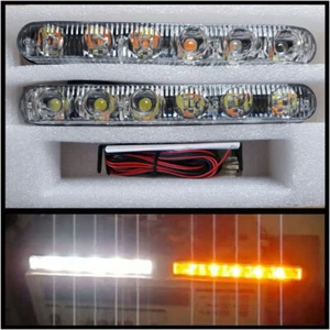 LED DRL Daytime Running Lights + Turn Signal Indicators UNIVERSAL 6x1W led 17mm - Picture 1 of 8
