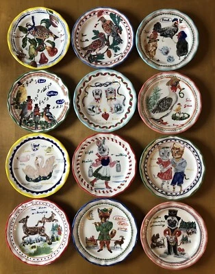 Anthropologie SET 12 NUEVOS Platos de Postre Nathalie Lete Doce Días de Navidad Foto 1 de 4