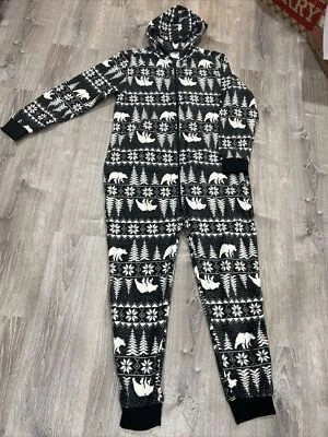 Mujer Antiguo Pijama Azul Marino Una Pieza Polar Cremallera Con Capucha Vacaciones Gris Talla Pequeña Foto 1 de 4