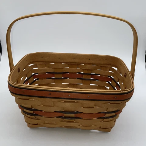 Longaberger Boo Basket 1994 First Year Issue  Orange And Black Swing Handle Cover
