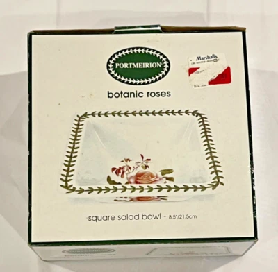 Portmeirion Botanic Roses 8.5” Square Salad Bowl New in Box NIB - Image 1 of 4