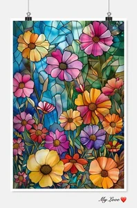 Stained Glass Cosmos - Chart Cross Stitch Patterns Needleworks DIY DMC Color - Picture 1 of 2
