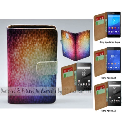 For Sony Xperia Series Mosaic Texture Theme Print Wallet Mobile Phone Case Cover - Image 1 of 3
