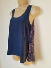 MiH MADE IN HEAVEN Navy Red Paisley Floral SILK Sleeveless Vest Top S Tank Cami