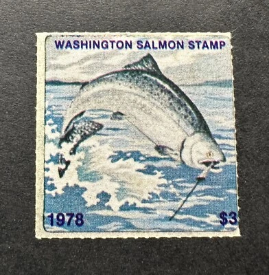 WTDstamps - 1978 WASHINGTON - State Salmon Fishing Stamp - MNH **$3 Version** - Image 1 of 2