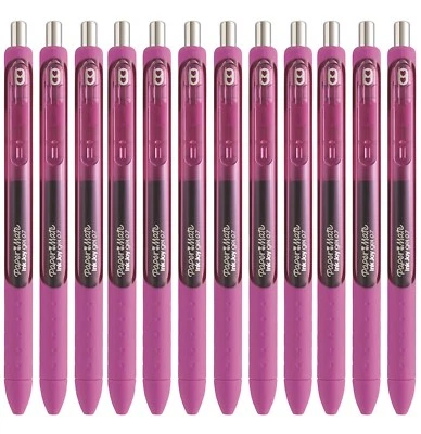 Pluma de gel retráctil PaperMate InkJoy 0,7 mm 12 piezas tinta baya nueva Foto 1 de 4