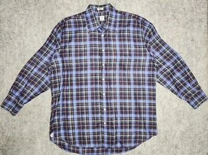 Peter Millar - extra großes XL blau kariertes Langarmshirt mit Knopfleiste für Herren - Bild 1 von 8