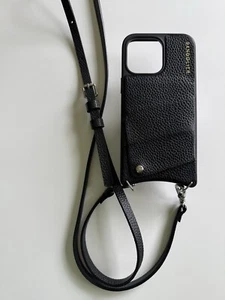 BANDOLIER Emma iPhone 14 Pro Max Black/Silver Genuine Leather Case - Photo 1 sur 6