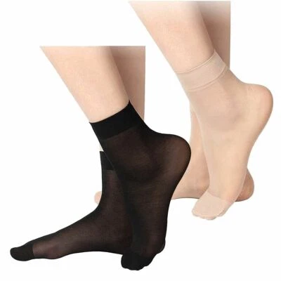 5/10/20 pares de calcetines cortos de seda elásticos de nailon de tobillo corto transparentes para mujer Foto 1 de 4
