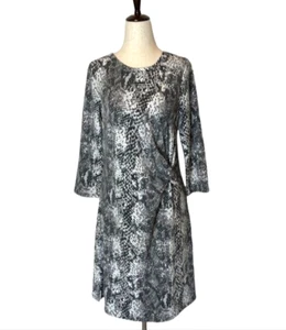 Cable & Gauge Dress Small Black White Snakeskin Long Sleeve Fit And Flare NWT - Picture 1 of 11