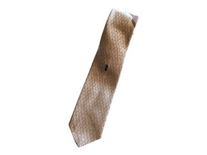 Vintage 70s Silk Skinny Tie by Don Loper California, Brown Beige Abstract Print - Picture 1 of 10