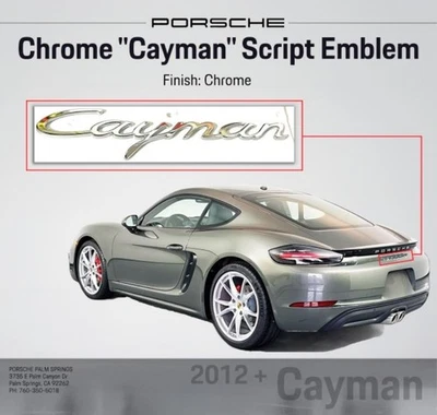 Genuine Porsche "Cayman" Script Emblem Logo Chrome 981  98155923900 - Image 1 of 2