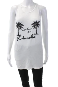 Karssen Zoe Karssen Womens Cotton Tropical Graphic Tank Top White Size M - Picture 1 of 2