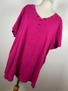 Camisa Top Maggie Barnes 22/24W 3X Rosa Cuello en V Corazón Botón Manga Corta Mujer A3 - Imagen 1 de 6