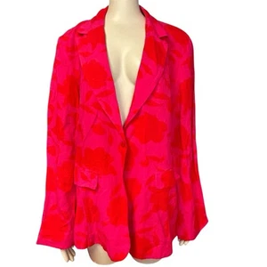 Kate Spade X Target Pink Floral Linen Blazer Jacket Womens XL New - Picture 1 of 10