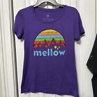 T-shirt Mellow Mushroom femme grand violet arc-en-ciel ajusté
