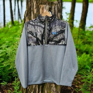 Under Armour Mossy Oak Treestand Camo 1/4 Zip Pullover Gray Mens L Loose Fit - Picture 1 of 9
