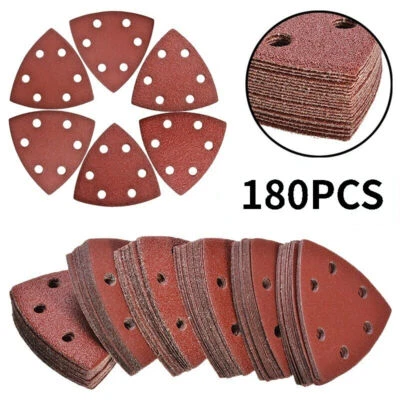 SATC 180 Stück Schleifpapier Set je30 x K40/60/80/120/180/240 Klett Dreieck 93x93x93