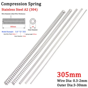 305mm Compression Spring A2 304 Stainless Steel Spring WD 0.3mm-2mm OD 3mm-30mm - Picture 1 of 11